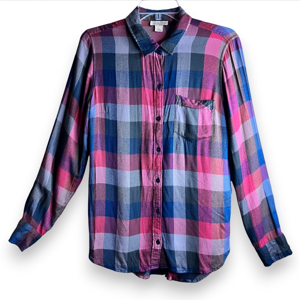 Lucky Brand Womens Plaid Button Front Shirt Long Sleeve Small Multicolor Flannel - Picture 2 of 14